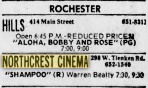 Northcrest Cinema - JULY 1975 AD